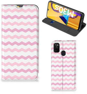 B2Ctelecom Hoesje ontwerpen Samsung Galaxy M21 Smart Cover Waves Roze