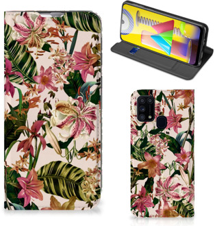 B2Ctelecom Hoesje ontwerpen Samsung Galaxy M31 Smart Cover Valentijn Cadeautje Vrouw Bloemen