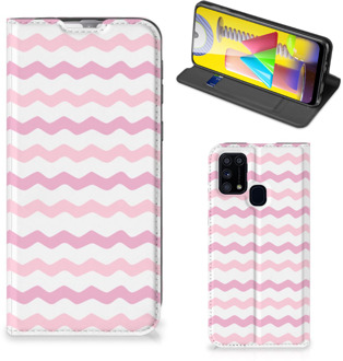 B2Ctelecom Hoesje ontwerpen Samsung Galaxy M31 Smart Cover Waves Roze