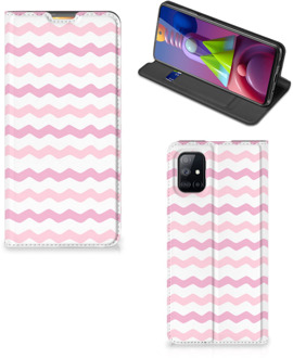 B2Ctelecom Hoesje ontwerpen Samsung Galaxy M51 Smart Cover Waves Roze