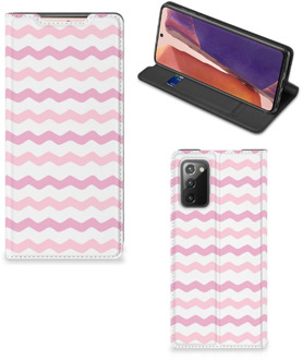 B2Ctelecom Hoesje ontwerpen Samsung Galaxy Note20 Smart Cover Waves Roze