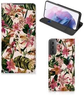 B2Ctelecom Hoesje ontwerpen Samsung Galaxy S21 Plus Smart Cover Valentijn Cadeautje Vrouw Bloemen