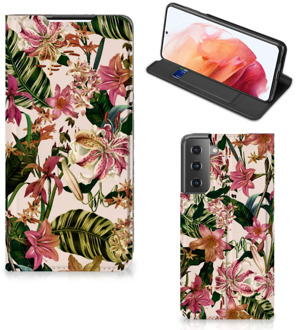 B2Ctelecom Hoesje ontwerpen Samsung Galaxy S21 Smart Cover Valentijn Cadeautje Vrouw Bloemen