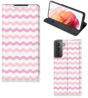 B2Ctelecom Hoesje ontwerpen Samsung Galaxy S21 Smart Cover Waves Roze