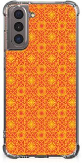 B2Ctelecom Hoesje ontwerpen Samsung Galaxy S21 Telefoon Hoesje met doorzichtige rand Batik Orange