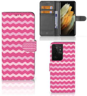 B2Ctelecom Hoesje ontwerpen Samsung Galaxy S21 Ultra GSM Hoesje ontwerpen Waves Pink