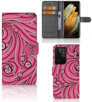 B2Ctelecom Hoesje ontwerpen Samsung Galaxy S21 Ultra GSM Hoesje Swirl Pink