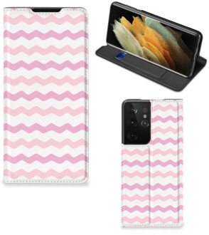 B2Ctelecom Hoesje ontwerpen Samsung Galaxy S21 Ultra Smart Cover Waves Roze