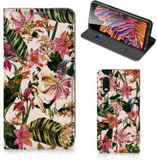 B2Ctelecom Hoesje ontwerpen Samsung Xcover Pro Smart Cover Valentijn Cadeautje Vrouw Bloemen