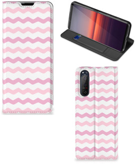 B2Ctelecom Hoesje ontwerpen Sony Xperia 5 II Smart Cover Waves Roze