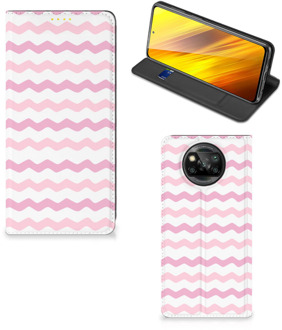 B2Ctelecom Hoesje ontwerpen Xiaomi Poco X3 Smart Cover Waves Roze