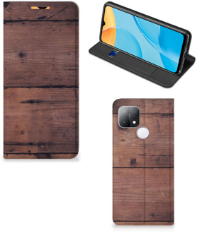 B2Ctelecom Hoesje OPPO A15 Leuk Case Old Wood