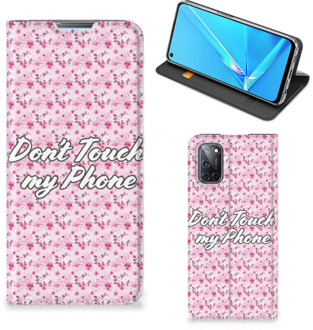 B2Ctelecom Hoesje OPPO A52 | A72 Bookcase Flowers Pink Don't Touch My Phone