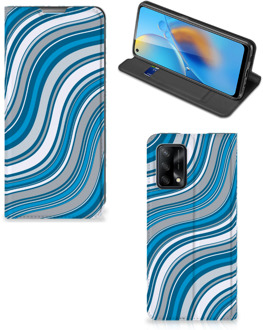 B2Ctelecom Hoesje OPPO A74 4G Book Case Golven Blauw