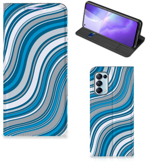 B2Ctelecom Hoesje OPPO Find X3 Lite Book Case Golven Blauw