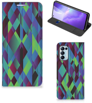 B2Ctelecom Hoesje OPPO Find X3 Lite Bookcase Abstract Groen Blauw