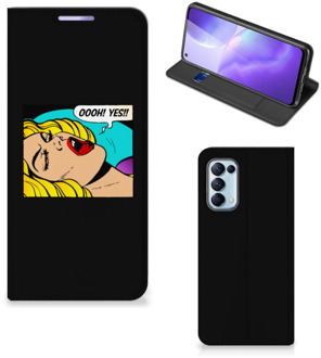 B2Ctelecom Hoesje OPPO Find X3 Lite Bookcase Popart Oh Yes