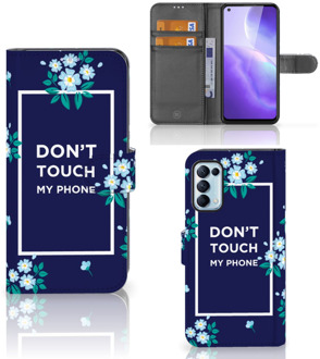 B2Ctelecom Hoesje OPPO Find X3 Lite Telefoontasje Flowers Blue DTMP