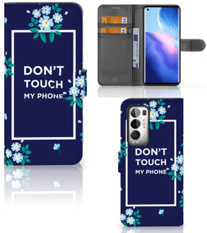 B2Ctelecom Hoesje OPPO Find X3 Neo 5G Telefoontasje Flowers Blue DTMP