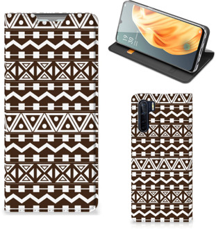 B2Ctelecom Hoesje OPPO Reno3 | A91 Bookcase Aztec Brown