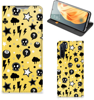 B2Ctelecom Hoesje OPPO Reno3 | A91 Wallet Case met Pasjeshouder Punk Yellow