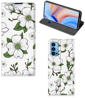 B2Ctelecom Hoesje OPPO Reno4 Pro 5G Book Case Dogwood Flowers