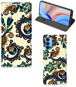 B2Ctelecom Hoesje OPPO Reno4 Pro 5G Bookcase Barok Flower