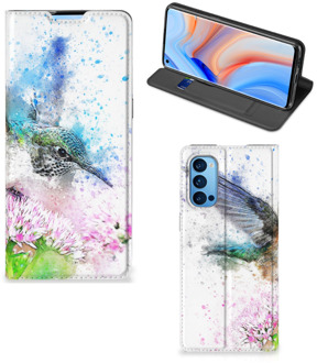 B2Ctelecom Hoesje OPPO Reno4 Pro 5G Wallet Book Case Vogel