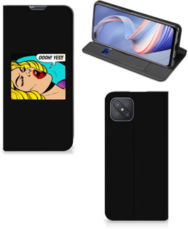 B2Ctelecom Hoesje OPPO Reno4 Z 5G Bookcase Popart Oh Yes