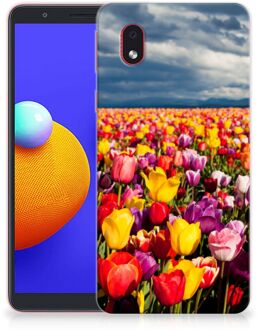 B2Ctelecom Hoesje Samsung Galaxy A01 Core Telefoon Hoesje Tulpen