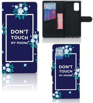 B2Ctelecom Hoesje Samsung Galaxy A02s Flip Cover Samsung M02s Telefoontasje Flowers Blue DTMP