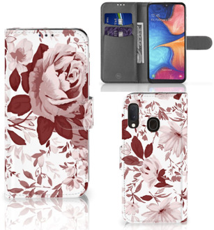 B2Ctelecom Hoesje Samsung Galaxy A20e Bookcase Watercolor Bloemen