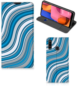 B2Ctelecom Hoesje Samsung Galaxy A20s Book Case Golven Blauw