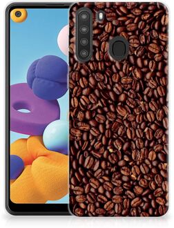 B2Ctelecom Hoesje Samsung Galaxy A21 Telefoon Hoesje Koffiebonen