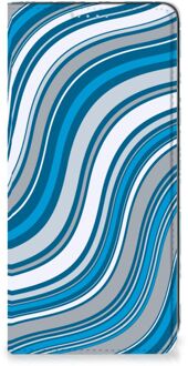 B2Ctelecom Hoesje Samsung Galaxy A21s Book Case Golven Blauw