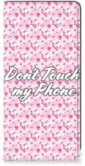 B2Ctelecom Hoesje Samsung Galaxy A21s Bookcase Flowers Pink Don't Touch My Phone