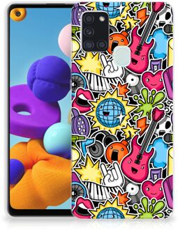 B2Ctelecom Hoesje Samsung Galaxy A21s Telefoon Hoesje Punk Rock