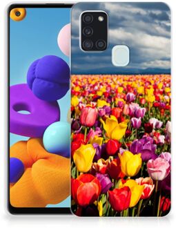 B2Ctelecom Hoesje Samsung Galaxy A21s Telefoon Hoesje Tulpen