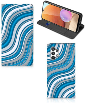 B2Ctelecom Hoesje Samsung Galaxy A32 4G Book Case Golven Blauw