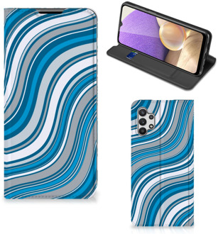 B2Ctelecom Hoesje Samsung Galaxy A32 5G Book Case Golven Blauw