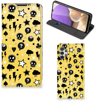 B2Ctelecom Hoesje Samsung Galaxy A32 5G Wallet Case met Pasjeshouder Punk Yellow