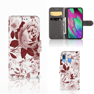 B2Ctelecom Hoesje Samsung Galaxy A40 Watercolor Flowers