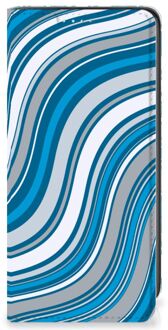 B2Ctelecom Hoesje Samsung Galaxy A41 Book Case Golven Blauw