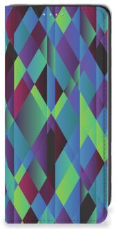 B2Ctelecom Hoesje Samsung Galaxy A41 Bookcase Abstract Groen Blauw