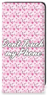 B2Ctelecom Hoesje Samsung Galaxy A41 Bookcase Flowers Pink Don't Touch My Phone