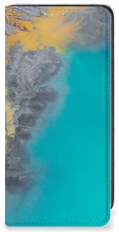 B2Ctelecom Hoesje Samsung Galaxy A41 Flip Case Marble Blue Gold