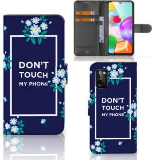 B2Ctelecom Hoesje Samsung Galaxy A41 Telefoontasje Flowers Blue DTMP