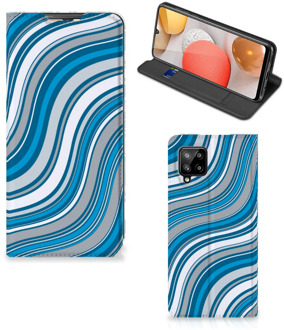 B2Ctelecom Hoesje Samsung Galaxy A42 Book Case Golven Blauw