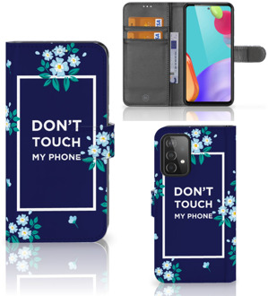 B2Ctelecom Hoesje Samsung Galaxy A52 Telefoontasje Flowers Blue DTMP