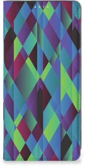 B2Ctelecom Hoesje Samsung Galaxy A71 Bookcase Abstract Groen Blauw